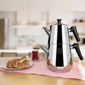 Serenk Definition Çaydanlık, 18/10 Paslanmaz Çelik, 1 L Demlik ve 2 L Alt Hazne, İndüksiyon Uyumlu thumbnail 2