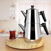 Serenk Definition Çaydanlık, 18/10 Paslanmaz Çelik, 1 L Demlik ve 2 L Alt Hazne, İndüksiyon Uyumlu thumbnail 3