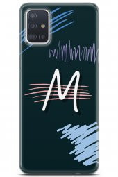 Samsung Galaxy A71 Uyumlu Kılıf Klmno-22 M Harfi Karmaşık Çizgiler - 1