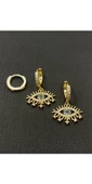 Gold Renk Üçlü Zirkon Küpe Seti - 1