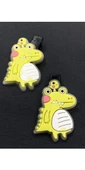 Sarı Renk Dinozorlu Maşa Çocuk Saç Tokası 4cm - 1