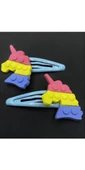 Mavi Renk Lego Model Unicorn Çıt Çıtlı İkili Çocuk Saç Tokası - 1