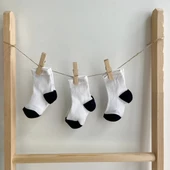 3'lü Beyaz-Lacivert Çorap - 1