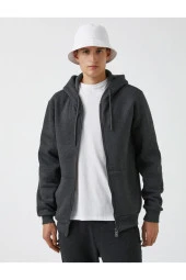 Fermuarlı Sweatshirt Kapşonlu thumbnail 3