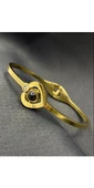 Gold Renk Camdan Seni Seviyorum Yazılı Çelik Cartier Kelepçe Bileklik - 1