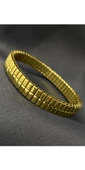 Gold Renk Erkek Lastikli Çelik Kelepçe Bileklik - 1