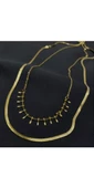 Gold Renk İtalyan Zincirli İkili Çelik Kolye - 1