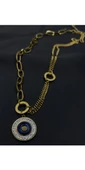 Gold Renk İkili Desenli Çelik Kolye - 1