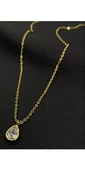 Gold Renk Taşlı Zirkon Kolye - 1