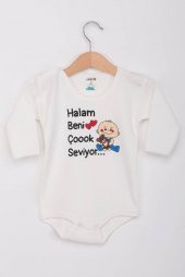 Halam Beni Çok Seviyor Uzun Kollu Zıbın | Krem  Krem 4 Yaş - 1