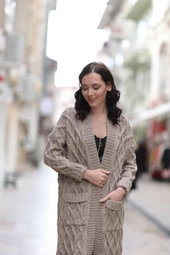 KADIN STANDART BEDEN VİZON HIRKA - 2035-6 thumbnail 3