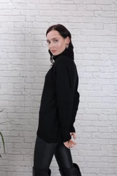 KADIN BOĞAZLI YUMUŞAK DOKU YÜN SİYAH KAZAK - K5001-6 thumbnail 7