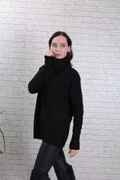 KADIN BOĞAZLI YUMUŞAK DOKU YÜN SİYAH KAZAK - K5001-6 thumbnail 5