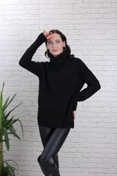 KADIN BOĞAZLI YUMUŞAK DOKU YÜN SİYAH KAZAK - K5001-6 thumbnail 1