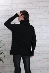 KADIN BOĞAZLI YUMUŞAK DOKU YÜN SİYAH KAZAK - K5001-6 thumbnail 8