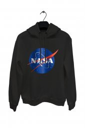 Nasa, Siyah Uzun Kollu Kapüşonlu, Unisex Sweatshirt - 1