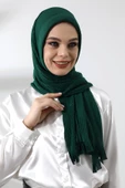 Zümrüt Yeşili Tesettür Hazır Pratik Fitilli Pamuklu Şal - 3