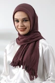 Mürdüm Tesettür Hazır Pratik Fitilli Pamuklu Şal - 2