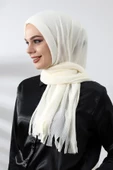 Krem Tesettür Hazır Pratik Fitilli Pamuklu Şal - 3