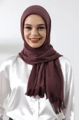 Mürdüm Tesettür Hazır Pratik Fitilli Pamuklu Şal - 1