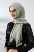 Su Yeşili Tesettür Hazır Pratik Fitilli Pamuklu Şal - 3