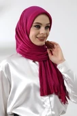 Fuşya Tesettür Hazır Pratik Fitilli Pamuklu Şal - 5