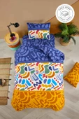 Tabu Home Doodle Renkli Çarşafı Lastikli Tek Kişilik Nevresim Takımı - 1