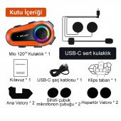 Mioji Mio 120 2x RGB 1000mAh IPX6 1500m 2 Kişilik Kask Intercom Motosiklet Bluetooth Kulaklık - 4