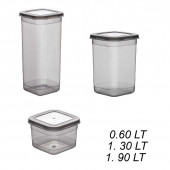 Porsima 433-GR-6 18 Li Kare Etiketli Gıda Erzak Baharat Saklama Kabı Seti 6x(0.60+1.30+1.90) Lt Gri - 3