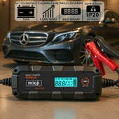 Mioji Mio 6000 6A 6V ve 12V Araba Şarj, Akü Bakım, Damlama Şarj Cihazı ve Motosiklet, ATV, Lityum ve Derin Döngülü Aküler için Kükürt Giderici Akıllı  Akü Şarj Cihazı - 1