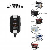 Mioji Mio 1000 1A 6V ve 12V Araba Şarj, Akü Bakım, Damlama Şarj Cihazı ve Motosiklet, ATV, Lityum ve Derin Döngülü Aküler için Kükürt Giderici Akıllı  Akü Şarj Cihazı - 6