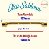 Alperen Düz Mobilya Mutfak Dolabı Çekmece Dolap Kulpu Metal Kulpları Kulbu (128 MM-12.8 CM) Altın thumbnail 2