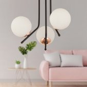 Apliqa Nida 3Lü Siyah Bakır Modern Mutfak Yatak Odası Retro Salon Avize - 2
