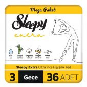 Sleepy Extra Ultra İnce Hijyenik Gece Ped 36 Adet - 1