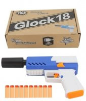 Birlik Oyuncak Tiim Sarjlı Tam Otomatik Susturuculu Mavi Glock Tabanca D2 - 1