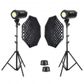 GDX HD-200W Led Video Işığı 2'li Full Set (140 Octagon Softbox + 260cm Işık Ayağı) - 1