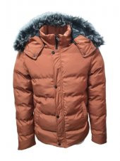 Zagmen Z01325 Erkek Kapüşonu Kürklü İçi Peluşlu Şişme Mont - Z01325 - Kiremit - ST01325-Kiremit-M - 1