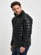 Zagmen Z01230 Erkek Slim Fit Şişme Deri Mont - Z01230 - Siyah - ST01230-Siyah-M - 3
