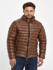 Zagmen Z01230 Erkek Slim Fit Şişme Deri Mont - Z01230 - Kahverengi - ST01230-Kahverengi-XXL - 3