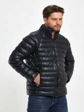 Zagmen Z01230 Erkek Slim Fit Şişme Deri Mont - Z01230 - Siyah - ST01230-Siyah-M - 4