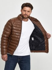 Zagmen Z01230 Erkek Slim Fit Şişme Deri Mont - Z01230 - Kahverengi - ST01230-Kahverengi-XXL - 5