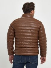 Zagmen Z01230 Erkek Slim Fit Şişme Deri Mont - Z01230 - Kahverengi - ST01230-Kahverengi-XXL - 6
