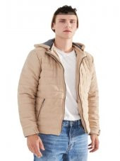 Delpino D0306 Erkek Süet Slim Kesim Kapüşonlu Mont - D0306 - Vizon - ST01240-Vizon-L - 3