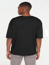 Hacker Erkek Owersize Sıfır Yaka Kısa Kol T-shirt Alc33 - Siyah - 3