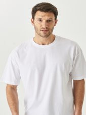Hacker Erkek Owersize Sıfır Yaka Kısa Kol T-shirt Alc33 - Beyaz - 2
