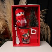 Seramik Işıklı Çam Ağacı Noel Baba Yılbaşı Kupa Bardak Seti - 2