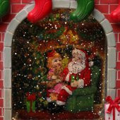 Noel  Baba ve Sevimli Çocuklar Yılbaşı Christmas Şömine Işıklı Müzikli - 3