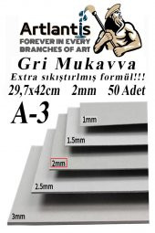 A3 Mukavva Gri 2 mm 50 Adet 1 Paket 29.7x42 cm A-3 Mukavva 2,0 mm Kalınlığında A-3 Mukavva - 1