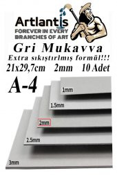 A4 Mukavva Gri 2 mm 10 Adet 1 Paket 21x29,7 cm A-4 Mukavva 2,0 mm Kalınlığında A-4 Mukavva - 1
