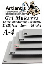 A4 Mukavva Gri 2 mm 20 Adet 1 Paket 21x29,7 cm A-4 Mukavva 2,0 mm Kalınlığında A-4 Mukavva - 1
